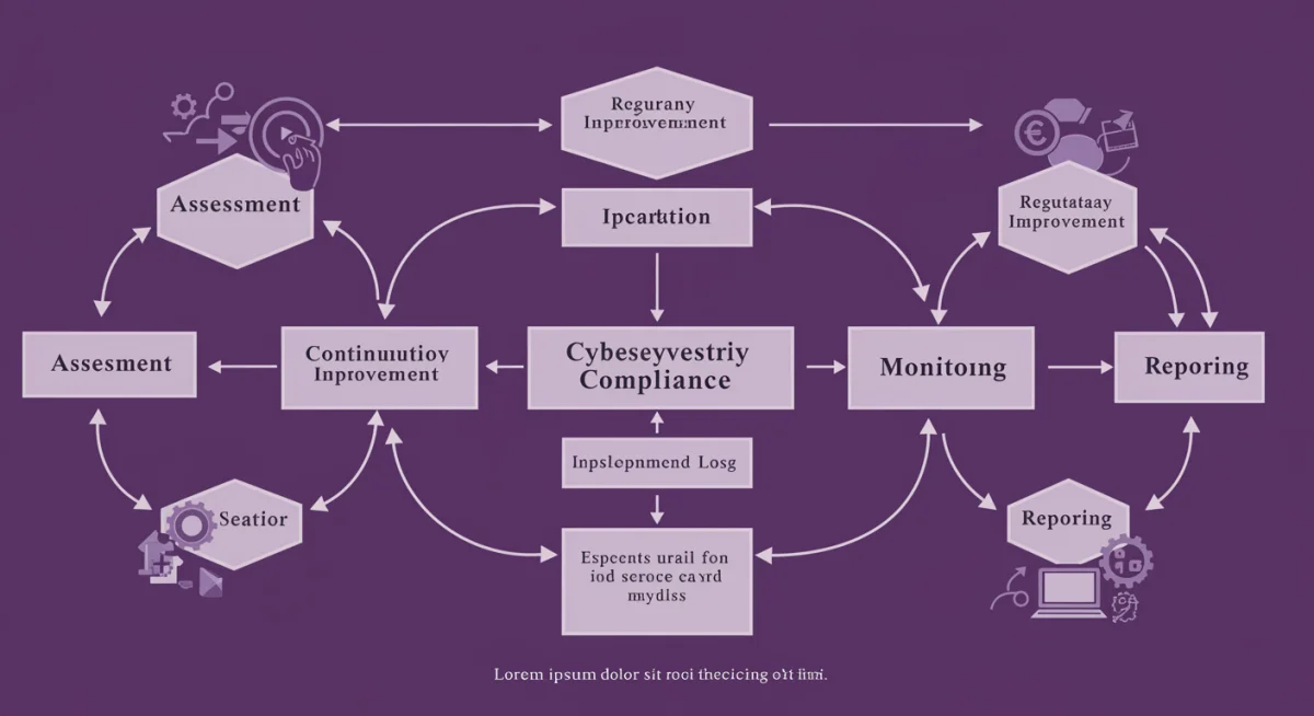 Flowchart illustrating the stages of cybersecurity compliance for businesses.